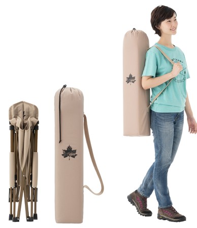 コンパクトに収納でき、付属の収納バッグにはベルトがついている