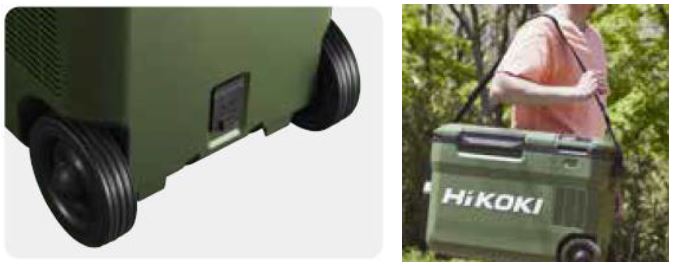 大型キャスターとショルダーベルトを備える