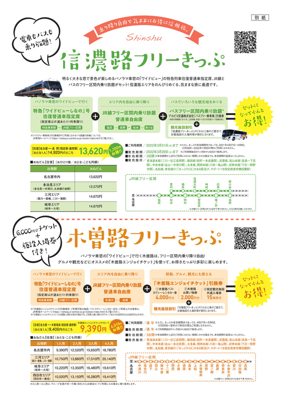 信濃路フリーきっぷ、木曽路フリーきっぷ