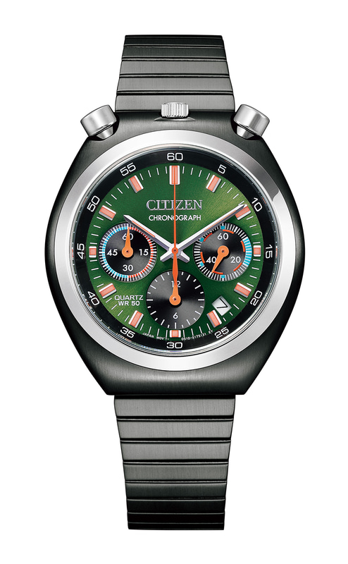 オンタイム・ムーヴは1973年当時のグリーンの文字盤「AN3665-70W」（2万8600円）