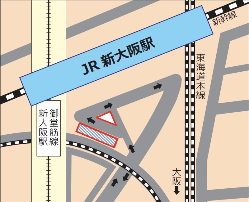 JR新大阪駅前バス駐車場 位置図