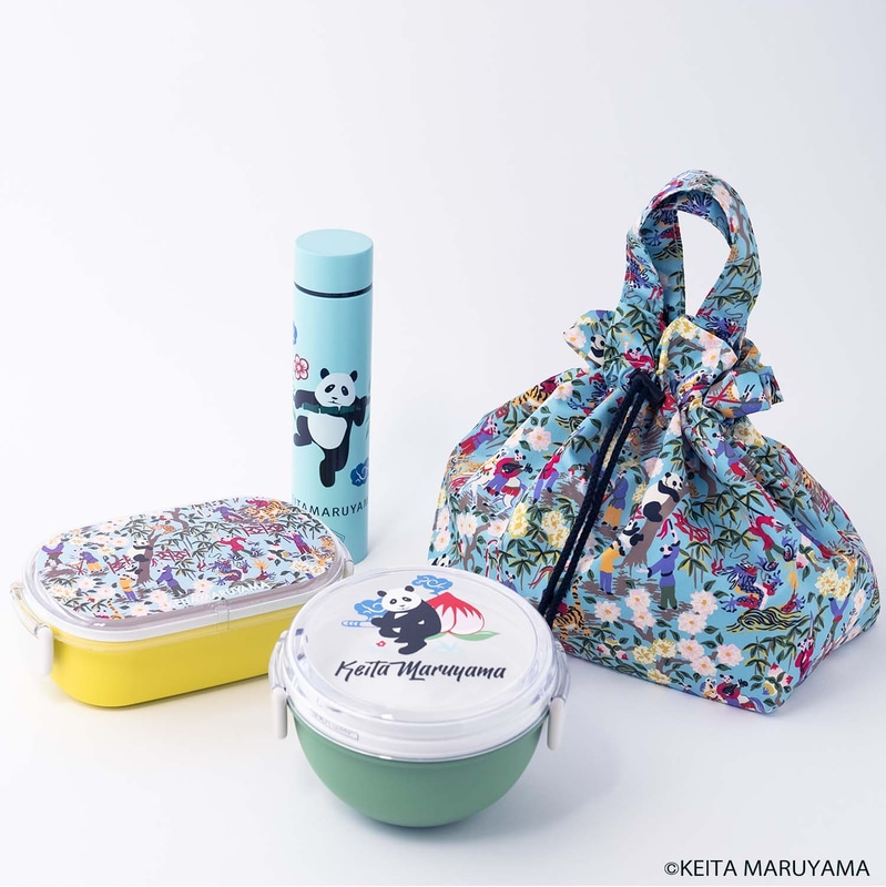 左から時計回りに、レクタングルランチ/ポケトルボトル/ランチ巾着/ランチボウル