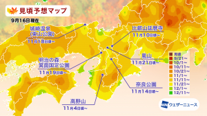 近畿の見頃予想