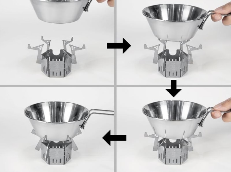 6枚のハネをひらけば手のひらサイズの五徳が完成