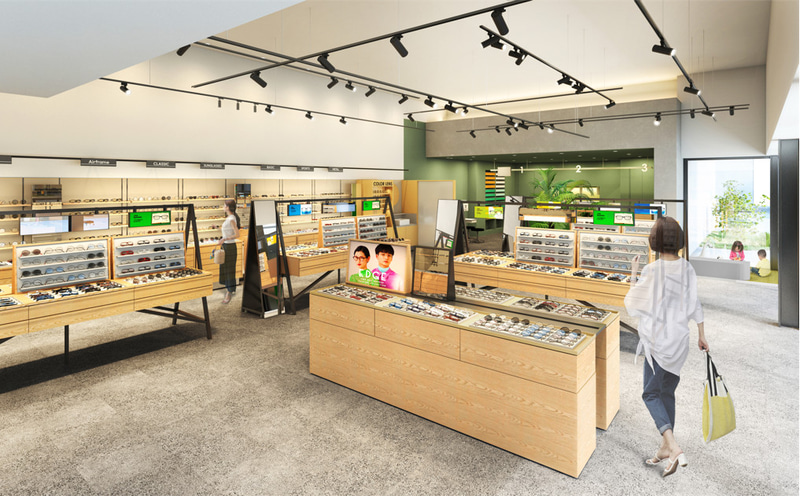 高い天井で明るく開放的な店内