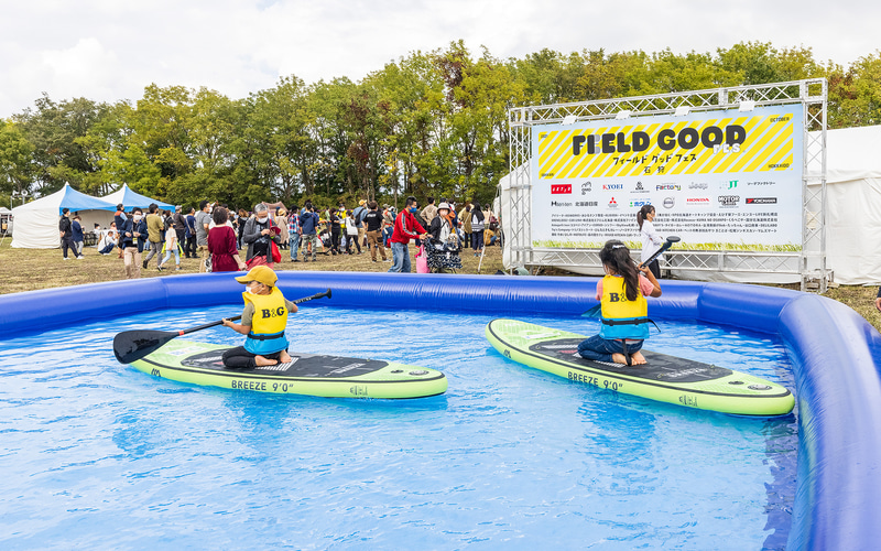 SAPの体験スペースやサウナの体験ができるコーナーも