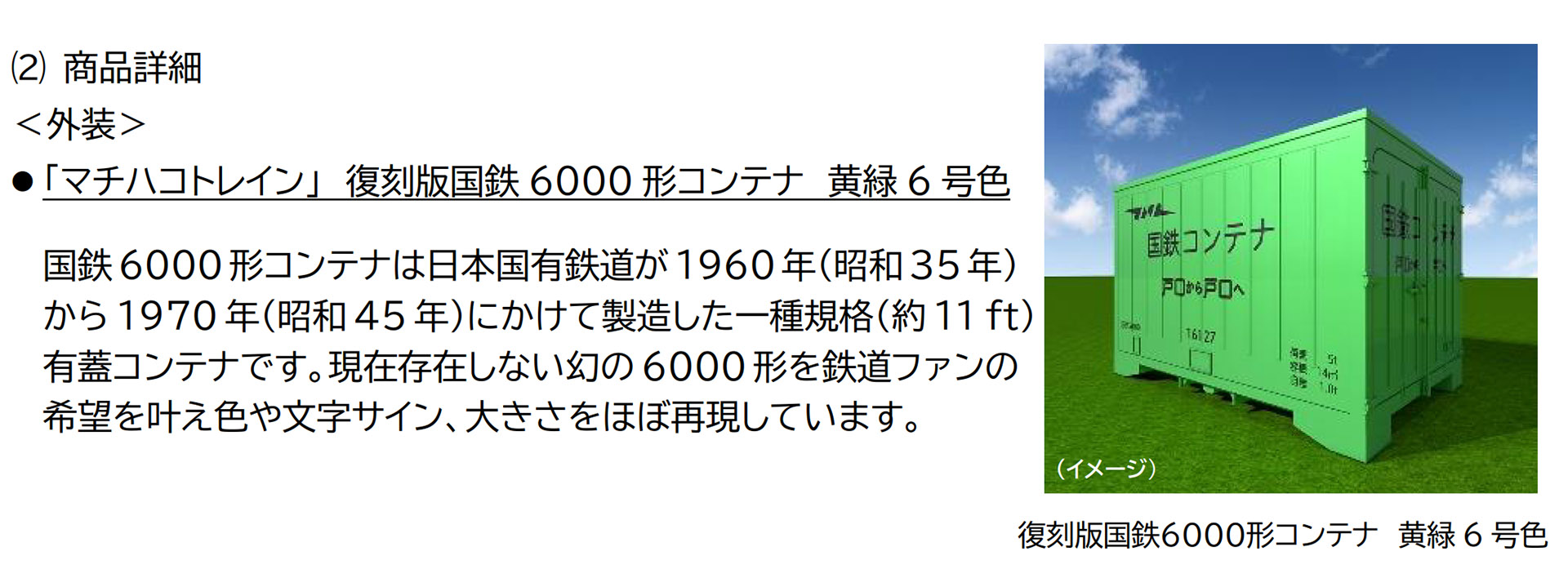 鉄道コンテナ型ハウス「マチハコトレイン」の外装イメージ