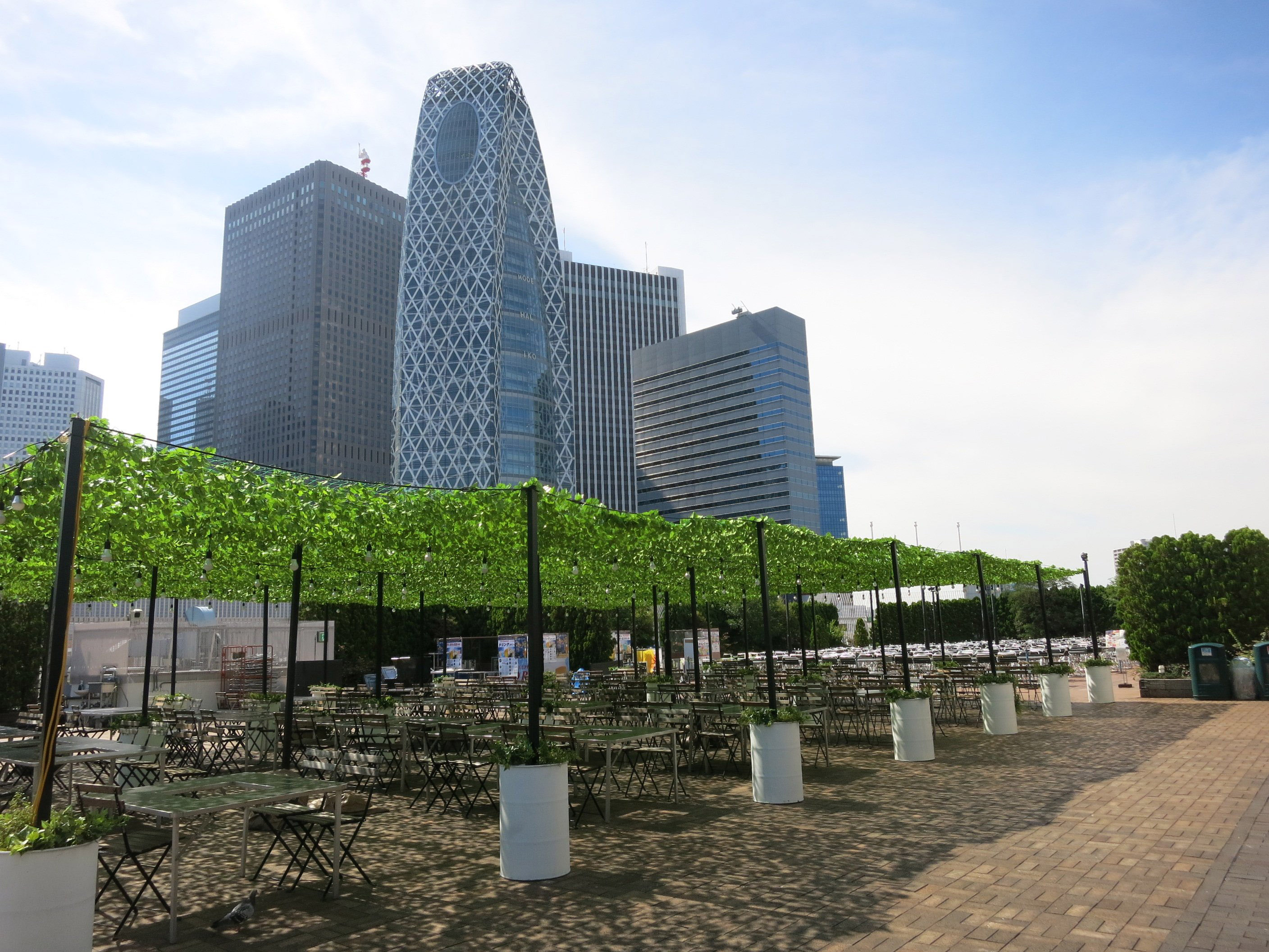 ウッドデッキ部分。春～秋にはグリーンカーテンが現われる