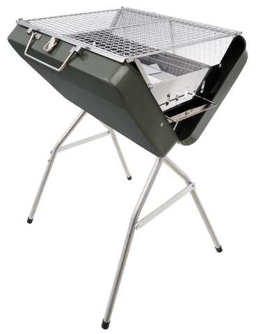 ケースを開くだけですぐBBQ「グリルアタッシュ・ハイポジション M