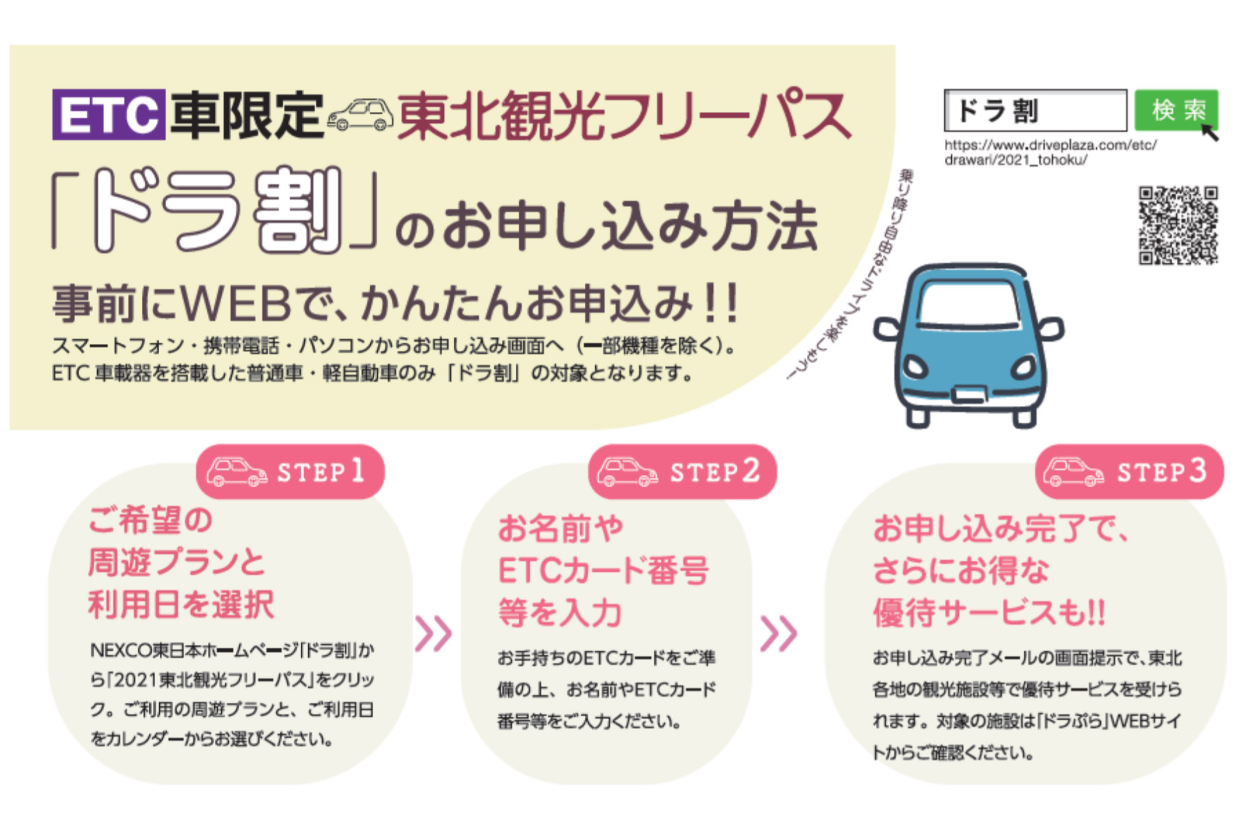 NEXCO東日本は、東北6県の高速道路が定額で最大3日間乗り降り自由となる「ドラ割『2021東北観光フリーパス』」を発売した