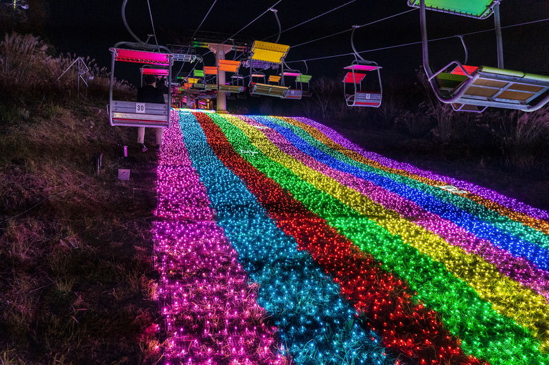 光の虹を見ながらしばしの空中散歩