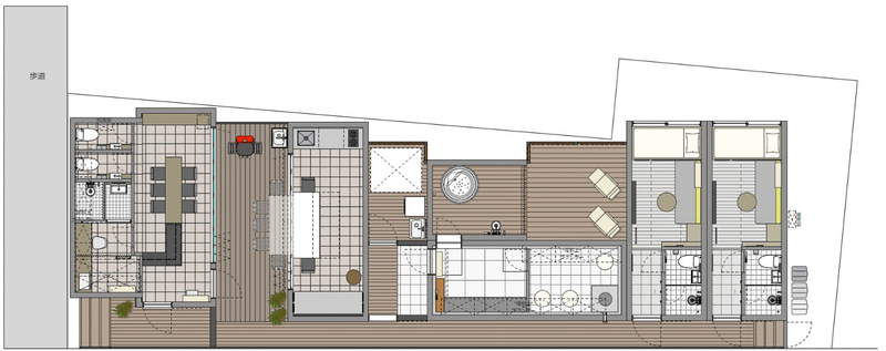 実証実験施設はトレーラー6台をつなげている