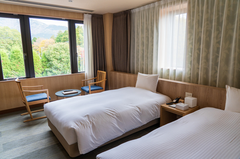 車椅子利用もできるユニバーサル仕様のツインルーム