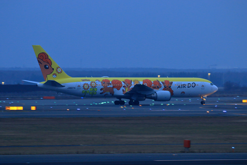 11月30日16時過ぎに新千歳空港B滑走路に着陸したロコンジェット北海道