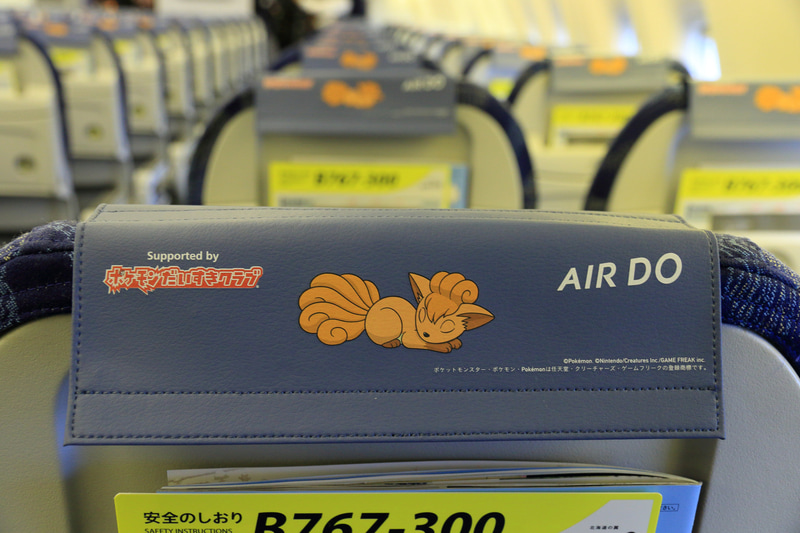 右側座席のロコンをデザインしたヘッドレストカバー