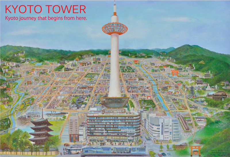 ポストカード 京都タワー（イラスト）