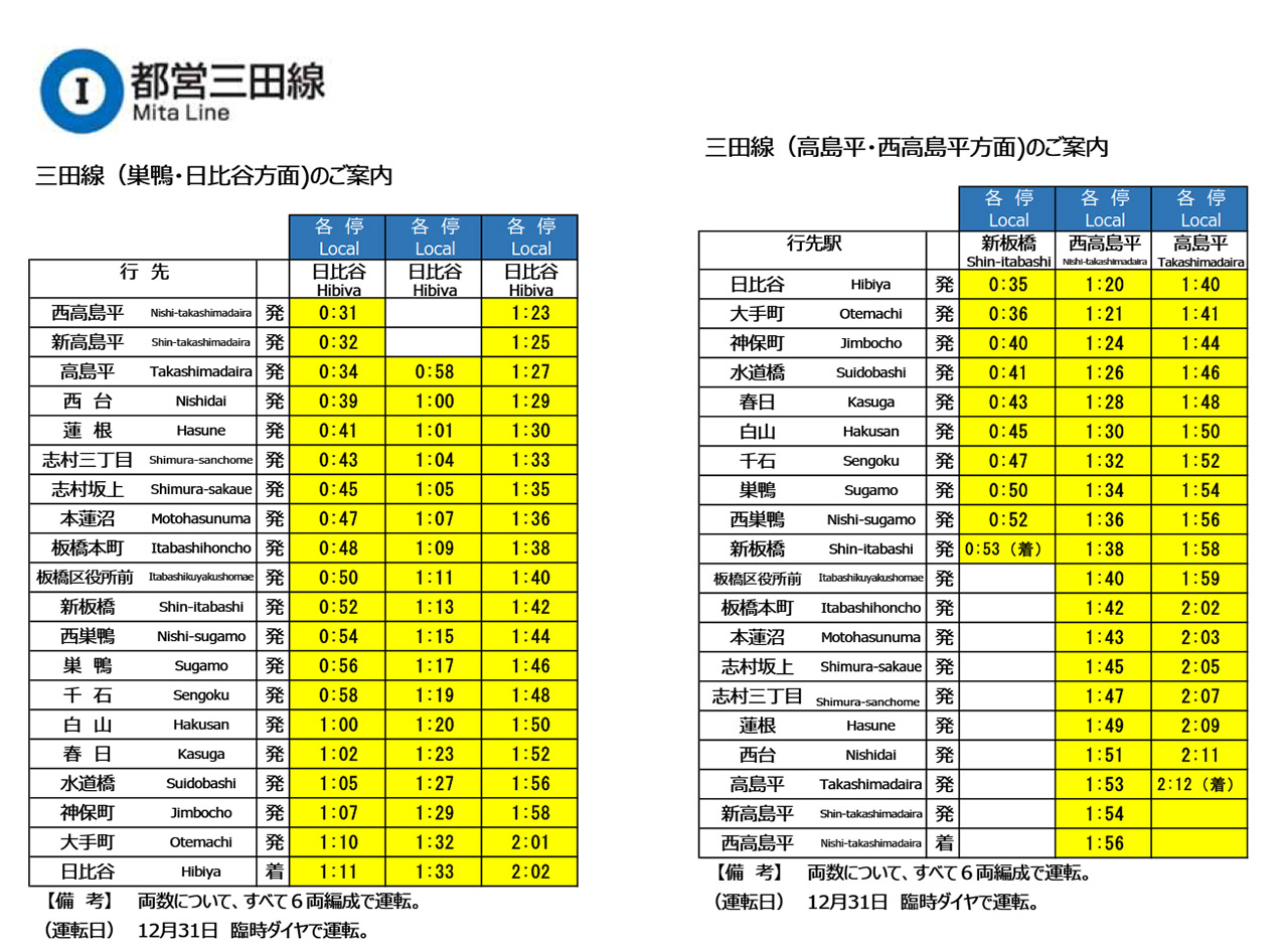 都営三田線の終電繰り下げ