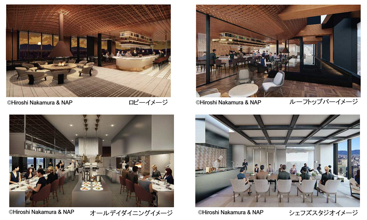 ロビーやレストラン、ルーフトップバーのイメージ