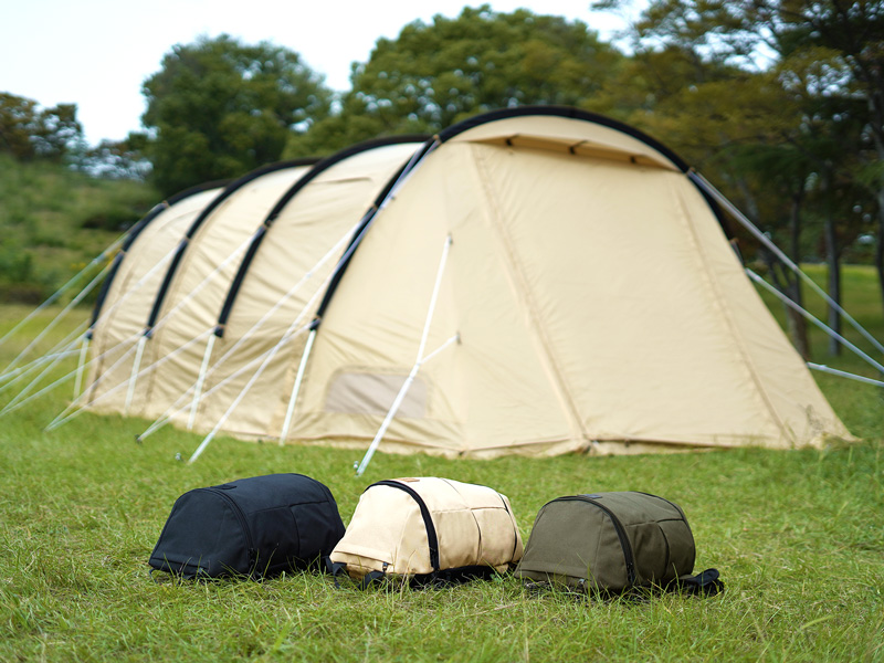 カマボコテントのフレーム構造と同様のデザインを採用