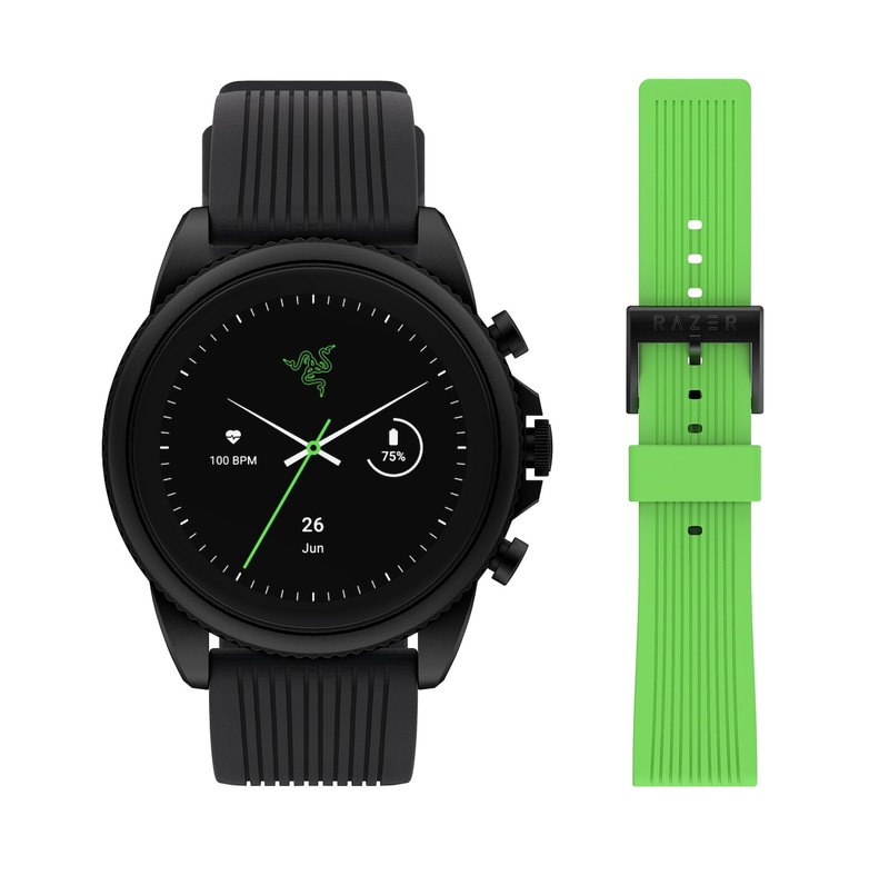 ブラックとグリーンのシリコンストラップを合わせる