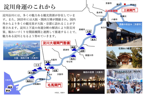 淀川大堰閘門に1月着工。大阪湾～京都・伏見を結ぶ淀川舟運の復活へ
