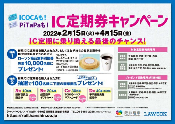 阪神電車は「IC定期券購入キャンペーン」を実施する