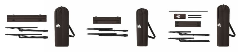 脚フレームは分割式でスリムに収納できる