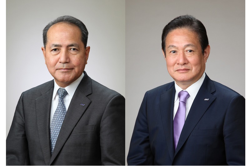 ANAホールディングス株式会社 代表取締役社長に昇格する芝田浩二氏（左）、全日本空輸株式会社 代表取締役社長に昇格する井上慎一氏（右）