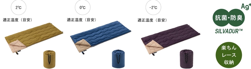 ロゴスは「抗菌防臭 丸洗いドミールシュラフ」シリーズ3種を発売した