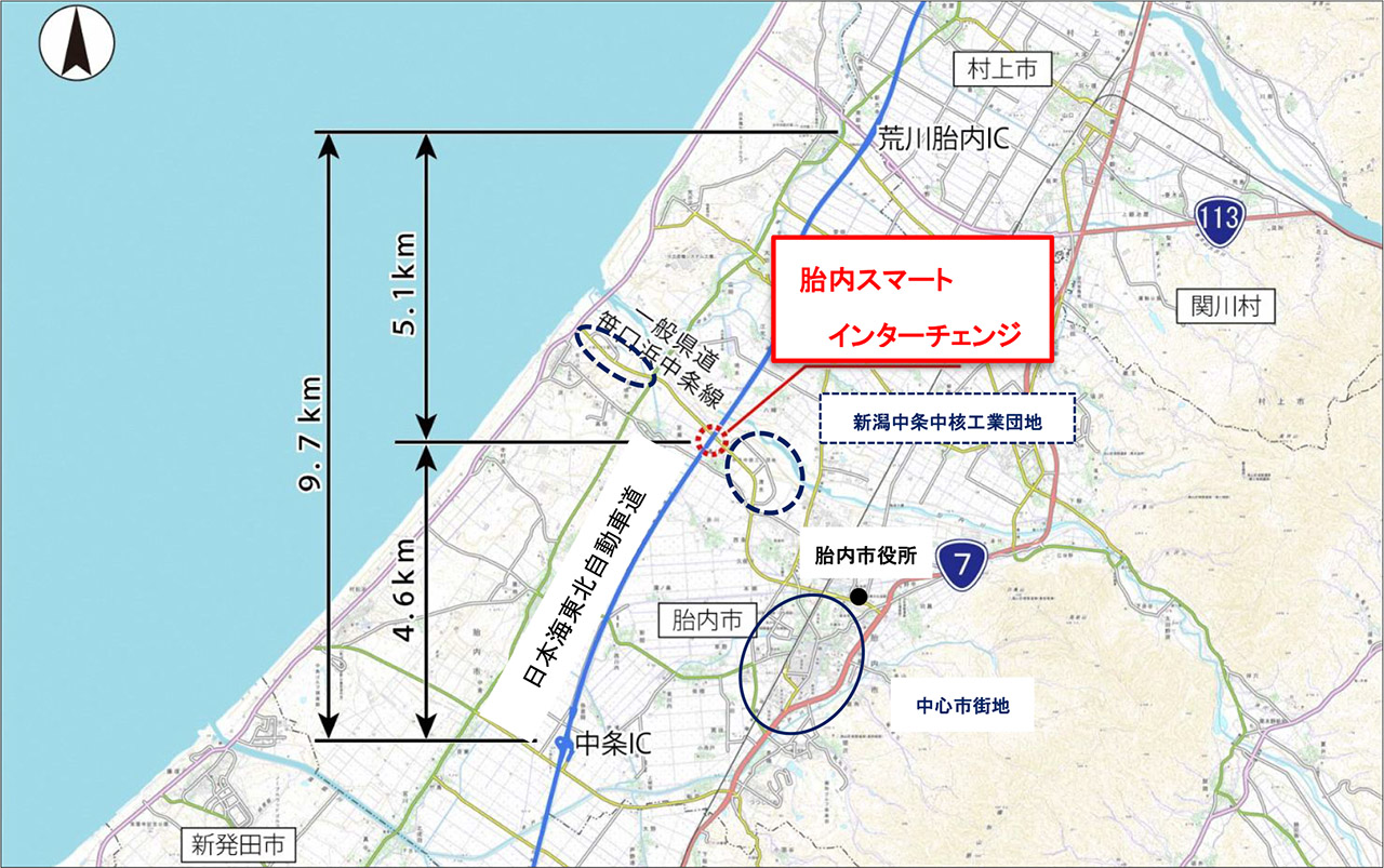 日本海東北自動車道 中条IC～荒川胎内IC間の新スマートIC名が「胎内スマートIC（インターチェンジ）」に決定