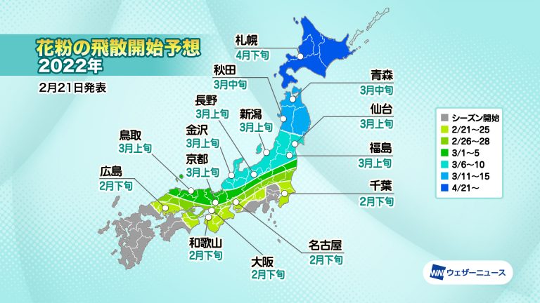 花粉の飛散開始予想