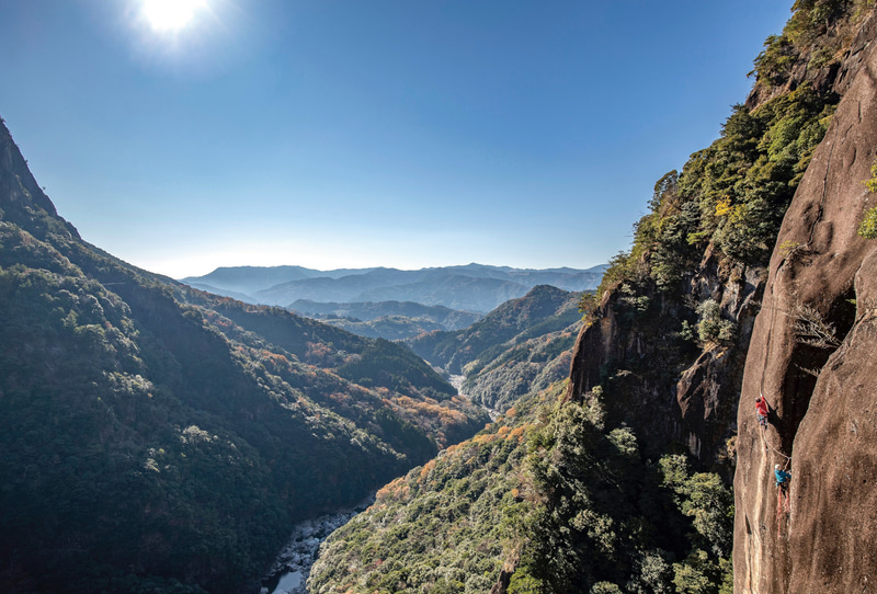 宮崎県矢筈岳でのマルチピッチクライミング