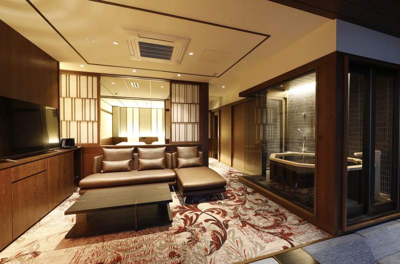 すべての客室に引湯した温泉を完備