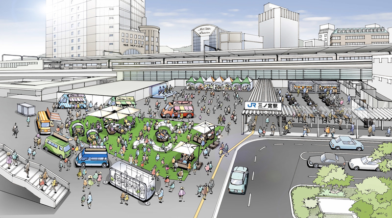 JR三ノ宮駅 南側駅前広場「＆3 PARK」をオープンする