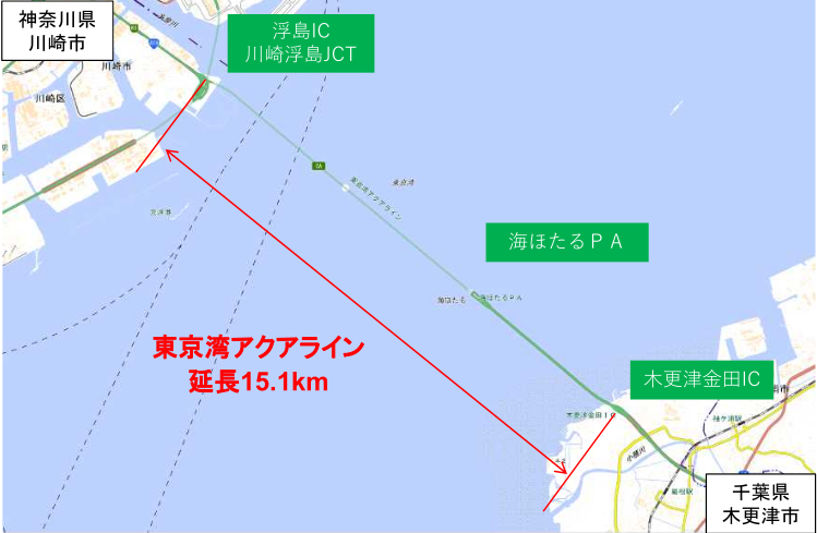 東京湾アクアラインの通行料金の割引を延長