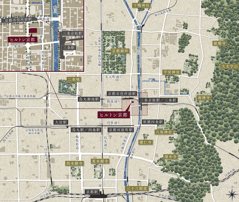 「ヒルトン京都」位置図