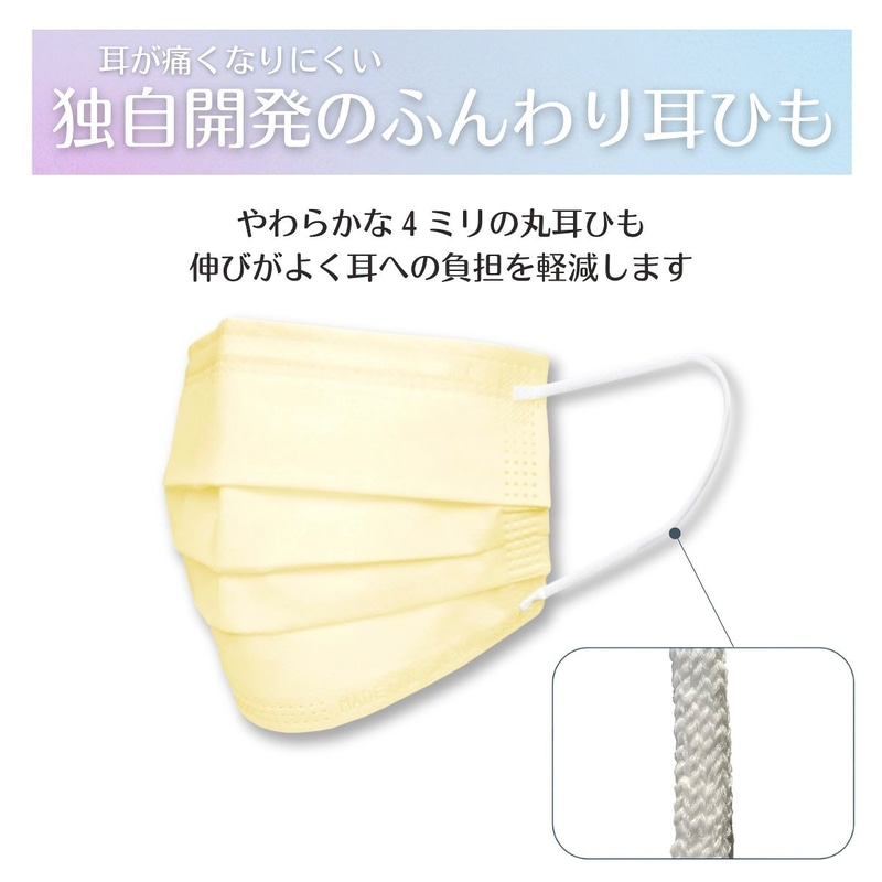 柔らかい4mmの耳ひもを採用