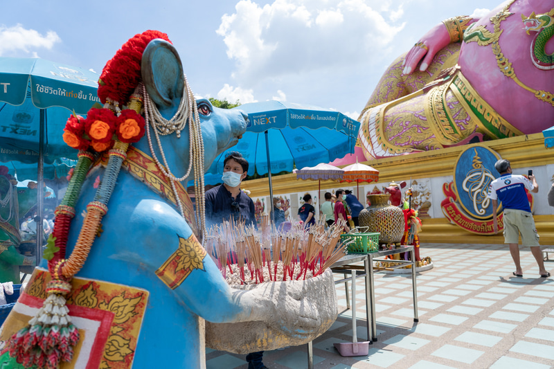 日曜（赤）、月曜（黄）、火曜（ピンク）、水曜（緑）、木曜（オレンジ）、金曜（青）、土曜（紫）。赤は日曜日です
