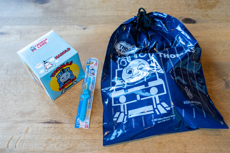 トーマスルーム宿泊のお子さんにはオリジナルアメニティをプレゼント