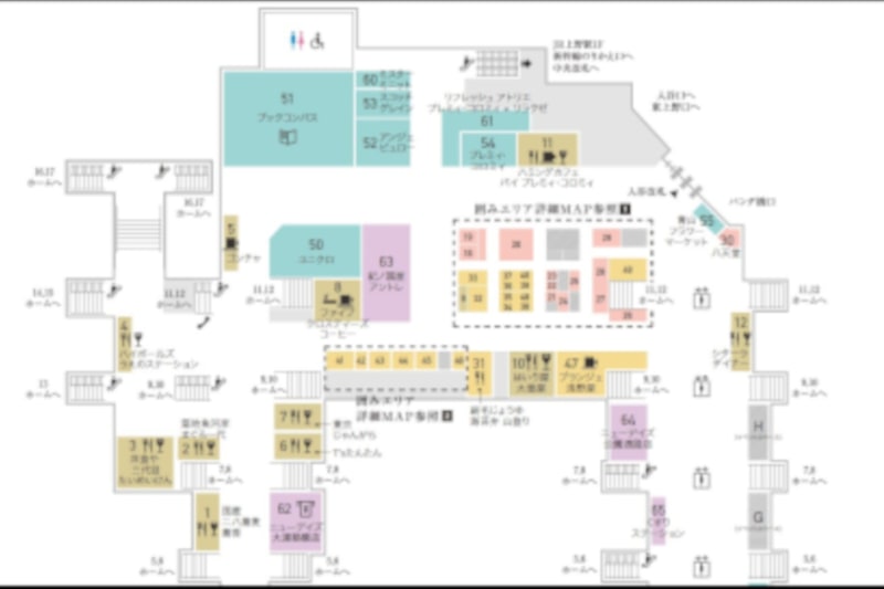 位置図（JR上野駅3階 エキュート上野内）