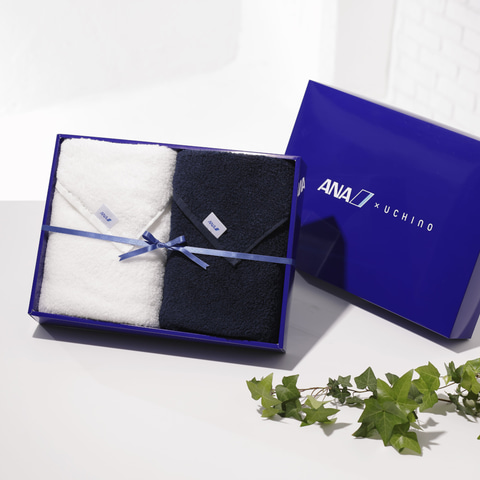 UCHINO×ANA、フェイスタオルとスモールバスタオル。飛行機の刺繍入り