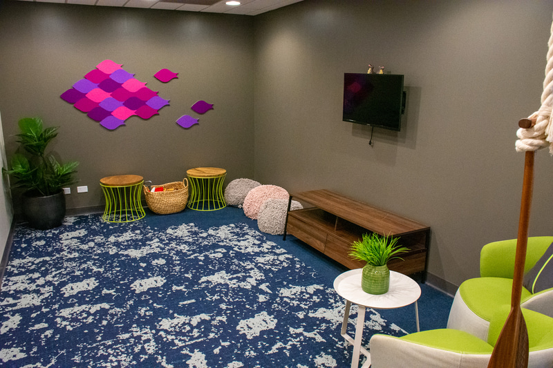 奥にはキッズエリアを設けている