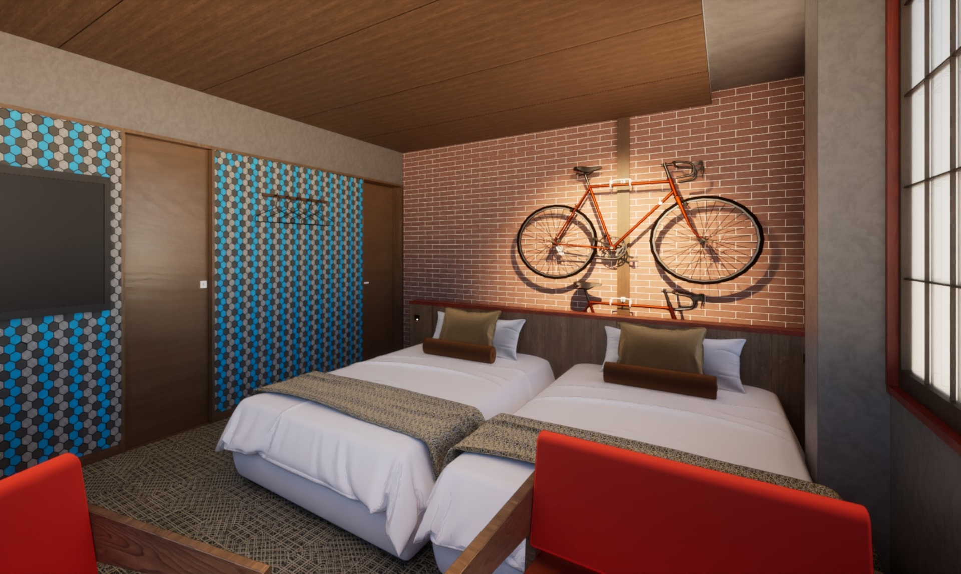 しまなみ海道サイクリングを楽しむ人にロードバイクを持ち込める客室を用意