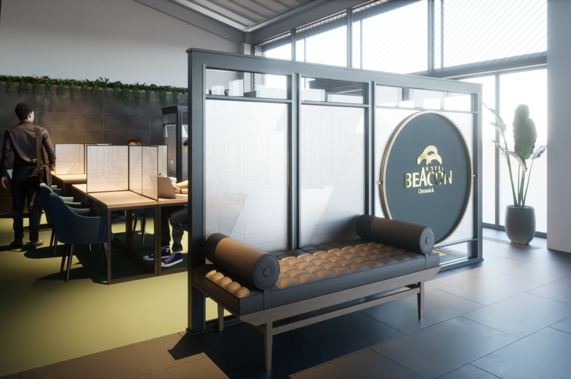 ワーケーションラウンジでは旅の合間にリモートワークすることもできる