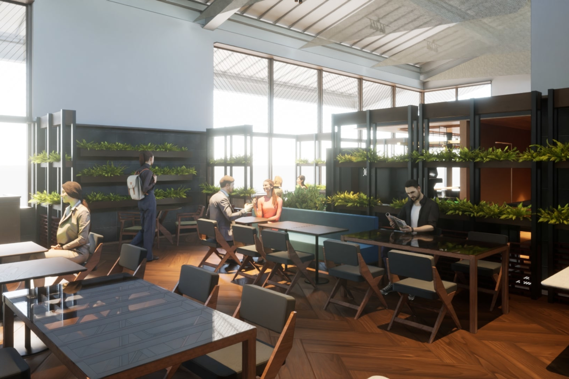 吹き抜けで開放感あるオールデイダイニングの「カフェレストラン＆バー舷GEN」