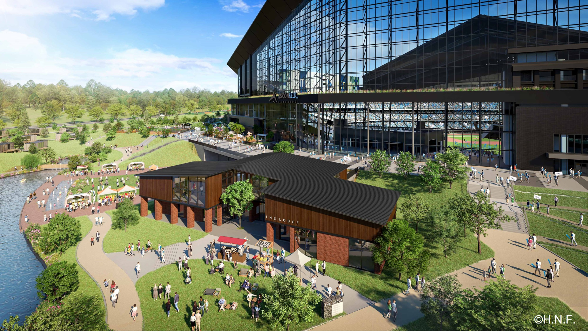 Fビレッジ内に開業する「THE LODGE」（俯瞰イメージ）