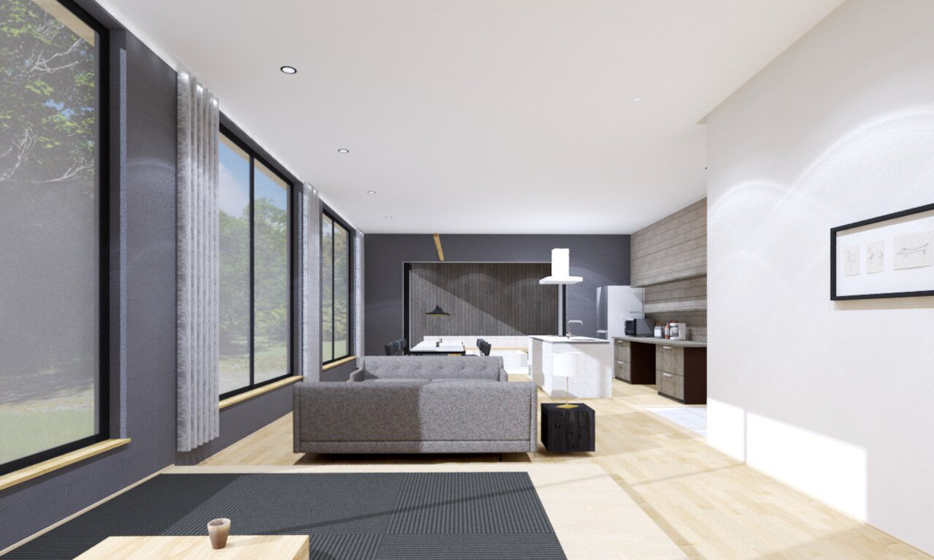 滞在に必要な家電や家具が備わるヴィラは広々とした造り