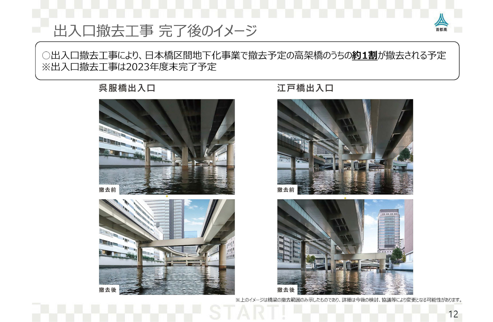 出入口撤去後のイメージ。本線高架橋は残るものの1割ほど空を取り戻す