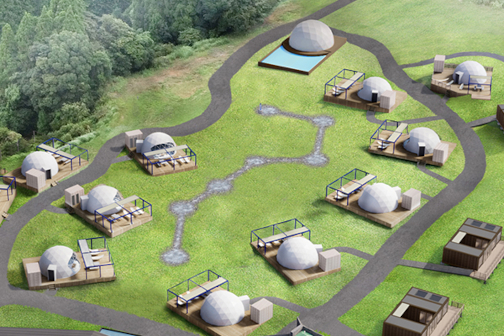 北斗七星の形をした「じゃぶじゃぶ池」