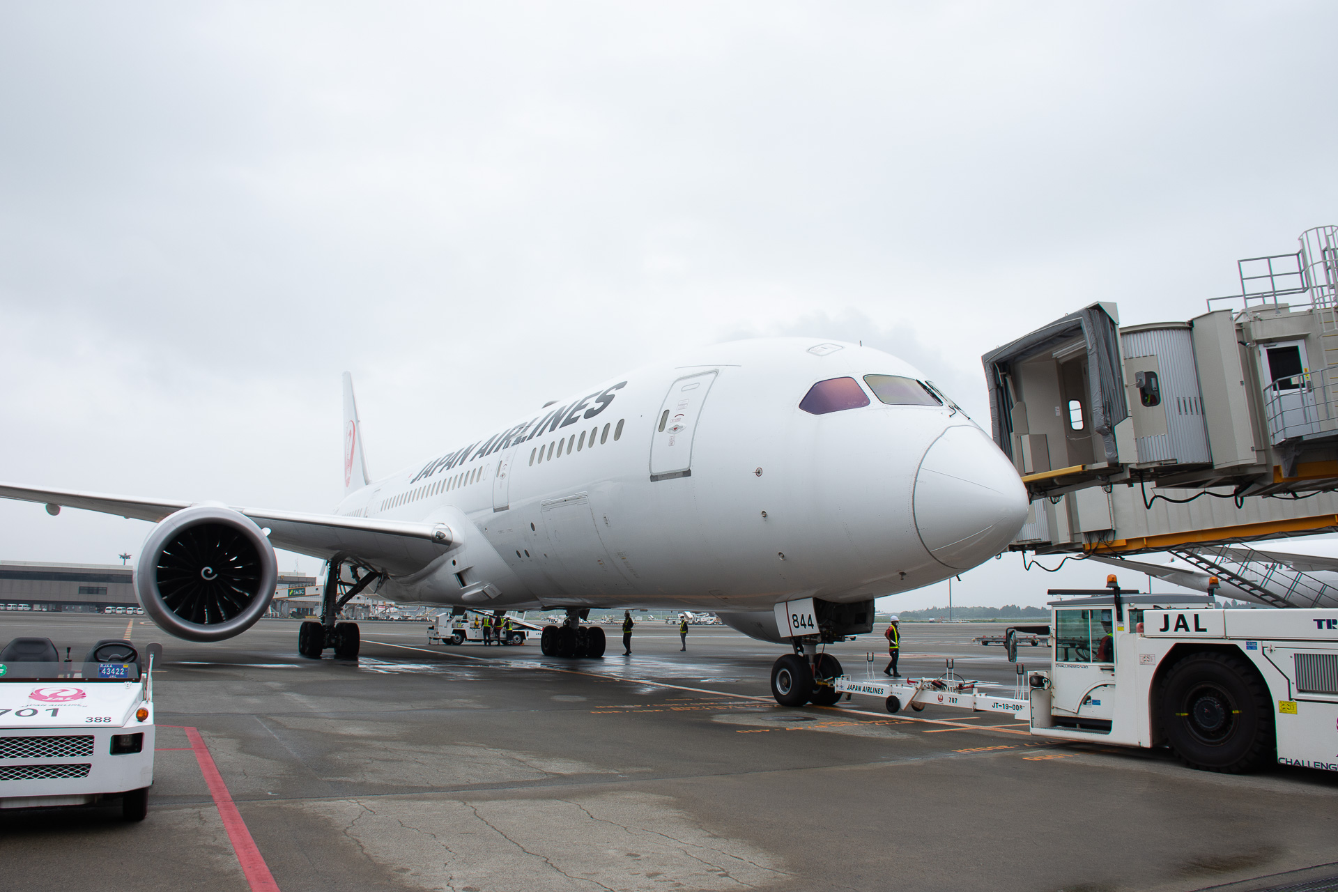 出発を待つボーイング 787-8型機（JL725便）